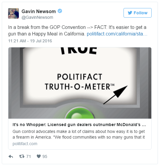 Gavin Newsom Tweet