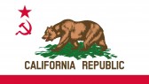California state flag communist socialist hammer sickle symbol bear pile of money