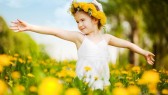 Child-Flower-Girl-Dress-Play-Happy-Field