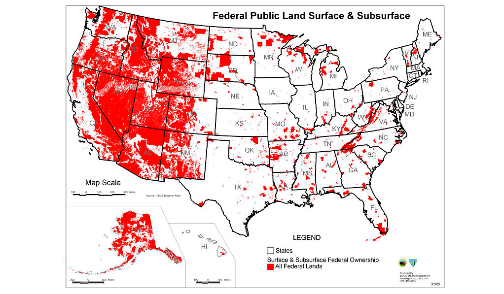 Image: This shocking map illustrates how much land the Federal Government really owns
