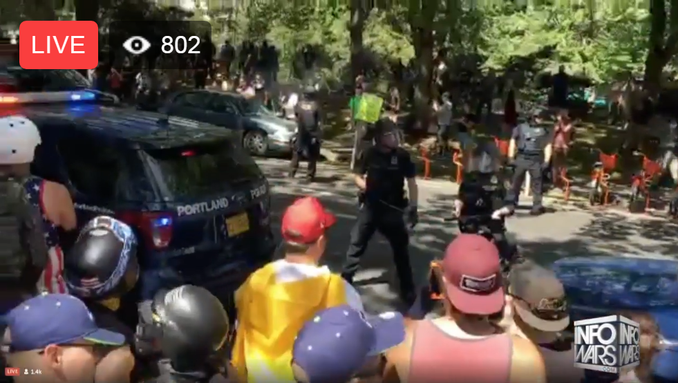 Image: Portland police deploy flashbangs against Antifa terrorists throwing rocks at cops