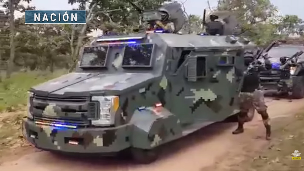Image: Mexican cartel engages in shocking show of force involving military-clad, armed personnel driving convoy of up-armored vehicles