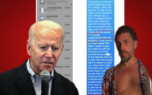 Image: Text messages show VP Biden and his wife colluded to suppress Hunter’s actions with a certain minor
