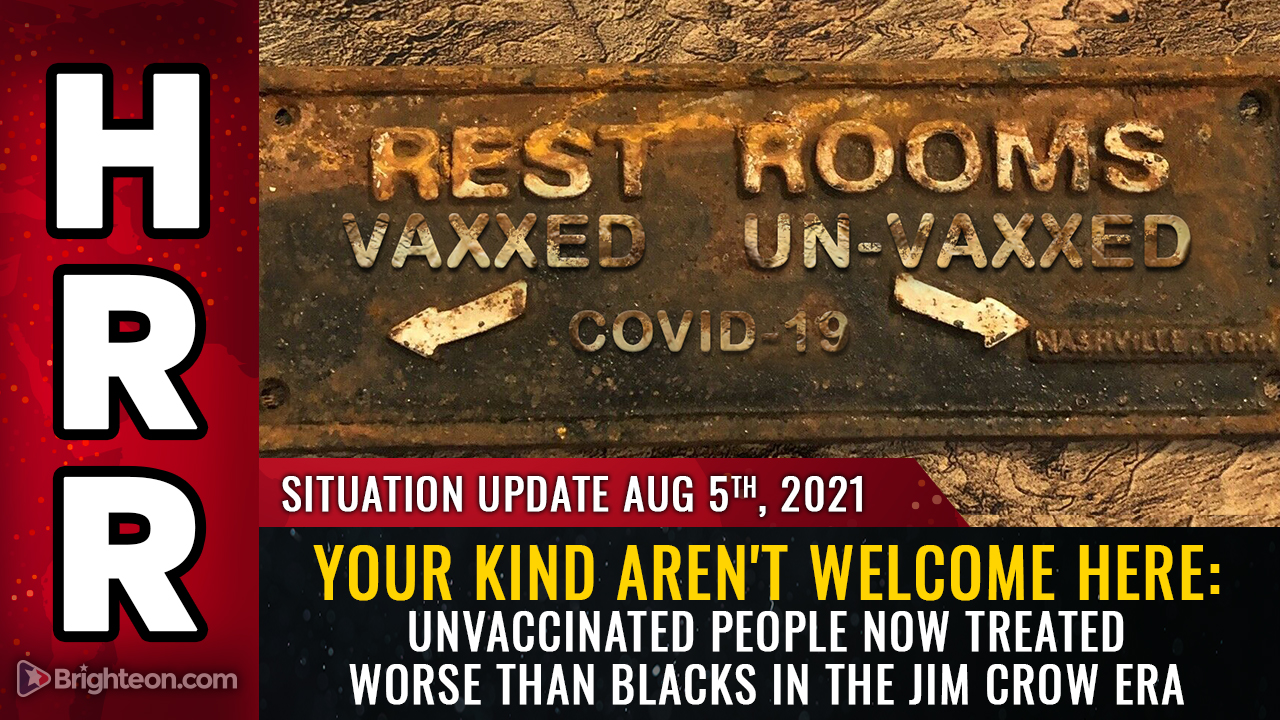 Image: YOUR KIND aren’t welcome here: Unvaccinated people now treated worse than Blacks in the Jim Crow era as vaccine pushers turn to bigotry and segregation