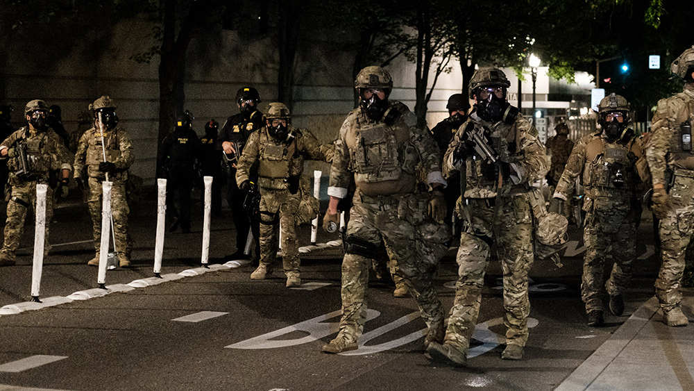 Image: Federal agents in Portland forced to retreat within the Federal Courthouse
