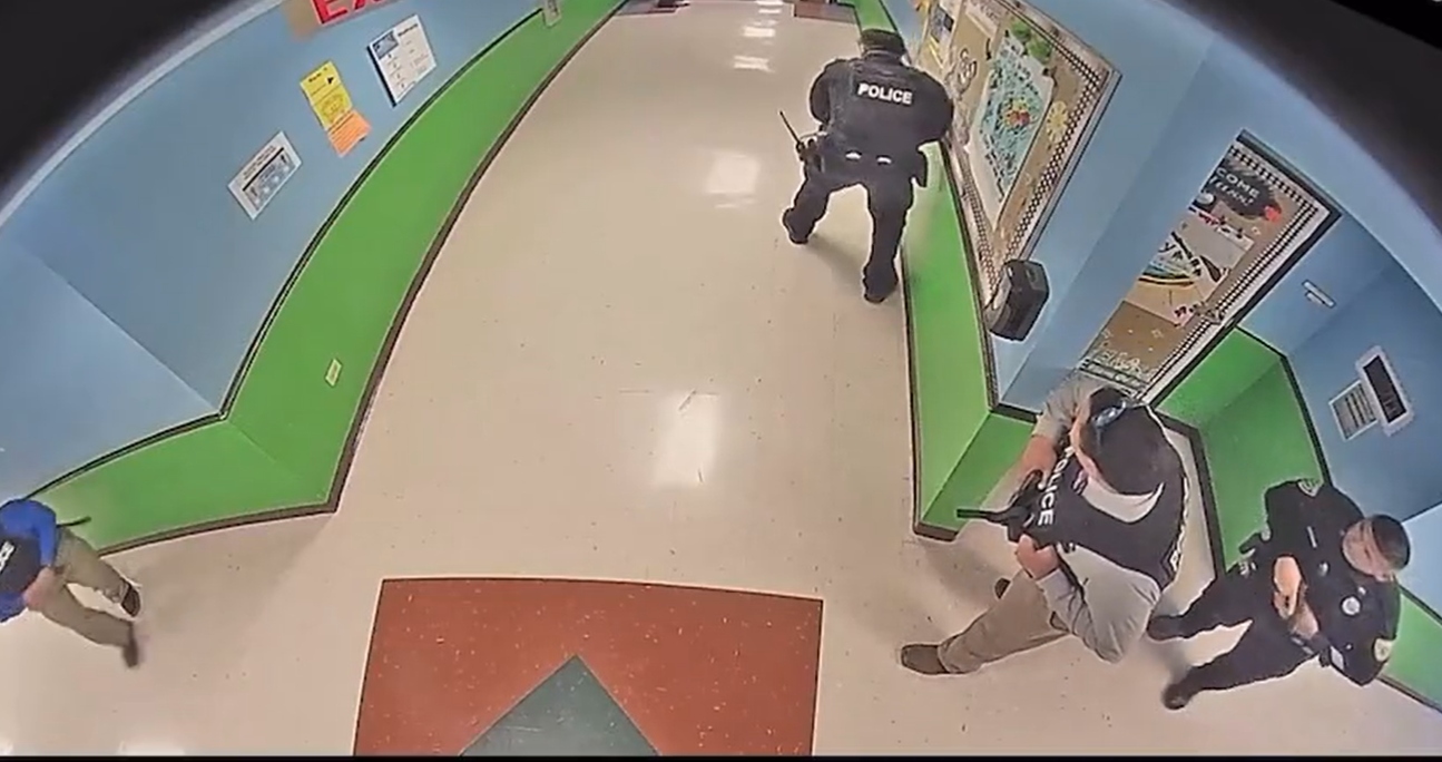 Image: Shocking new video shows police in Uvalde running from shooter, chaotic first moments as school massacre unfolded