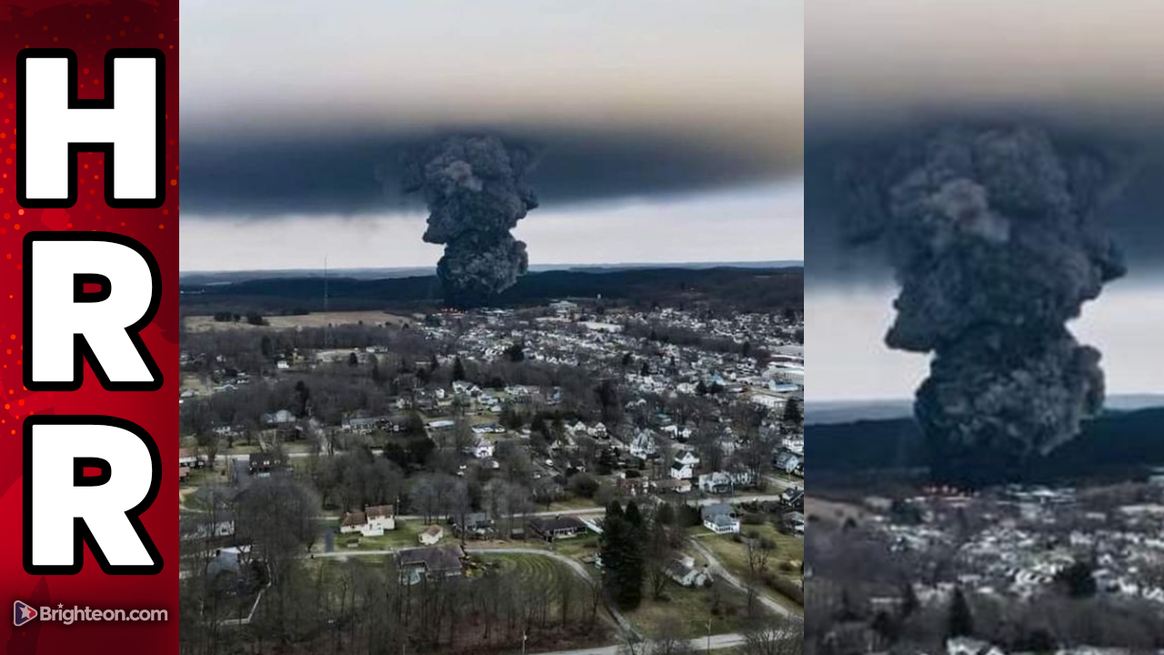 Image: ENVIRO-TERROR in Ohio as TOXIC GAS CLOUD unleashed when “authorities” set fire to vinyl chloride to DISPERSE it over skies, farms and rivers