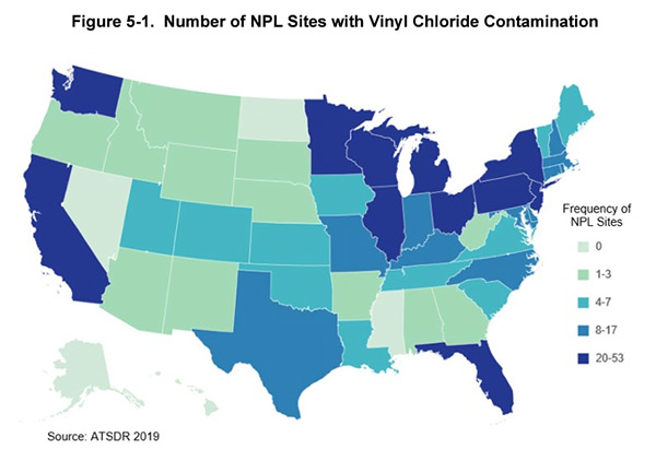 Image: See which states have the highest vinyl chloride contamination exposure