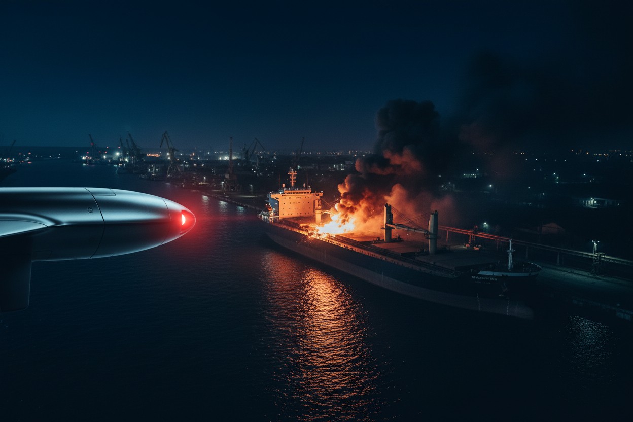 Russian Military Strikes Ukrainian Ports and Shipping with AI-Equipped Drones, Officials Say